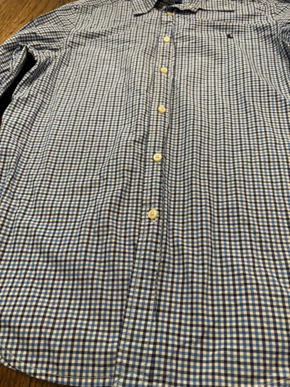 Ralph Lauren Boys Blue Gingham Button-Down Shirt Youth Large 14-16 Cotton Preppy